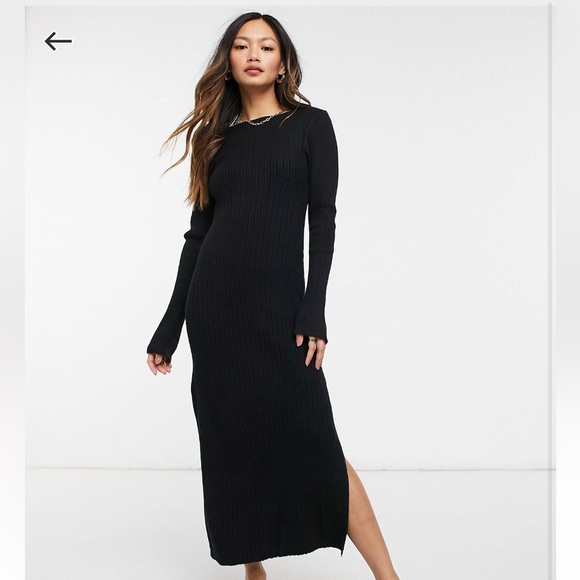 ASOS ribbed crew neck midi dress - Picture 1 of 8